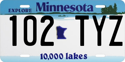MN license plate 102TYZ