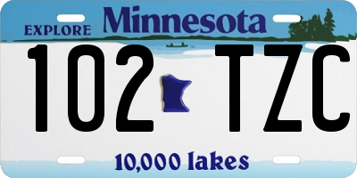MN license plate 102TZC
