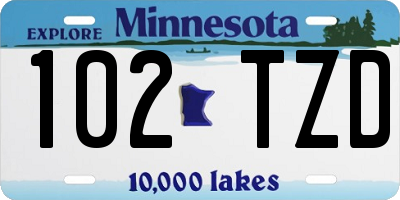 MN license plate 102TZD