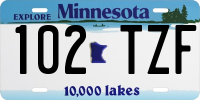 MN license plate 102TZF