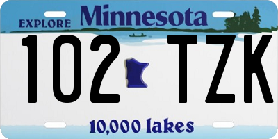 MN license plate 102TZK
