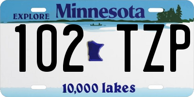 MN license plate 102TZP