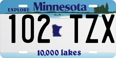 MN license plate 102TZX