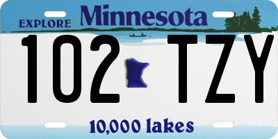 MN license plate 102TZY