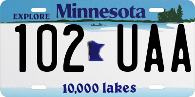 MN license plate 102UAA