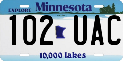 MN license plate 102UAC