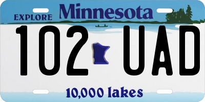 MN license plate 102UAD