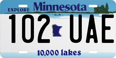 MN license plate 102UAE