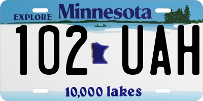 MN license plate 102UAH