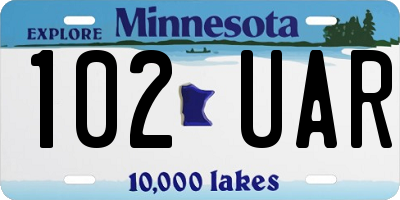 MN license plate 102UAR
