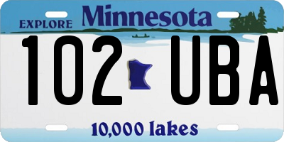 MN license plate 102UBA