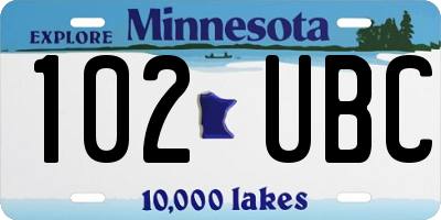 MN license plate 102UBC