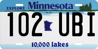 MN license plate 102UBI