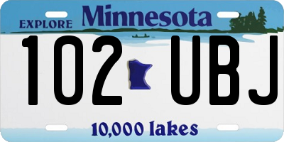 MN license plate 102UBJ