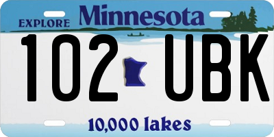MN license plate 102UBK