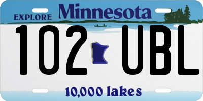 MN license plate 102UBL