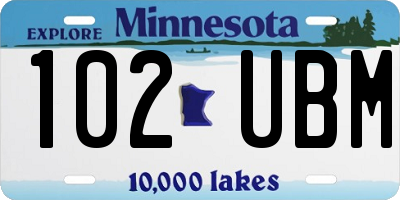 MN license plate 102UBM