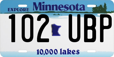 MN license plate 102UBP