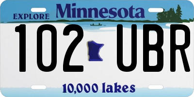 MN license plate 102UBR