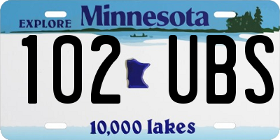MN license plate 102UBS