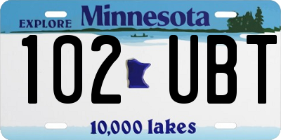 MN license plate 102UBT