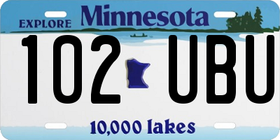 MN license plate 102UBU