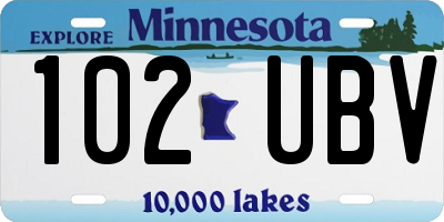 MN license plate 102UBV