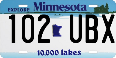 MN license plate 102UBX