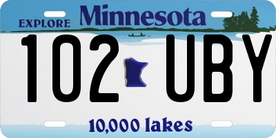 MN license plate 102UBY