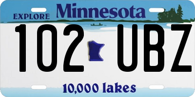 MN license plate 102UBZ