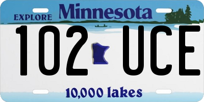 MN license plate 102UCE