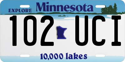 MN license plate 102UCI