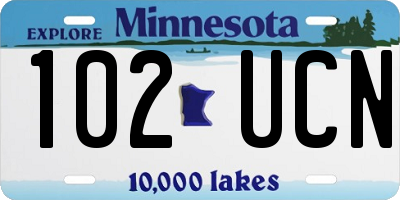 MN license plate 102UCN