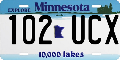 MN license plate 102UCX