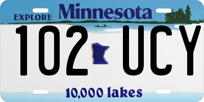 MN license plate 102UCY