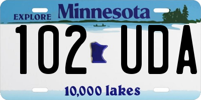 MN license plate 102UDA