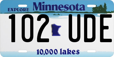 MN license plate 102UDE