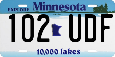 MN license plate 102UDF