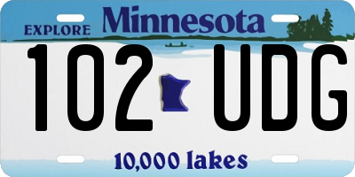 MN license plate 102UDG