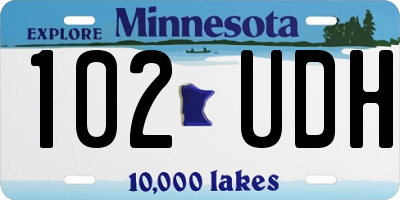 MN license plate 102UDH