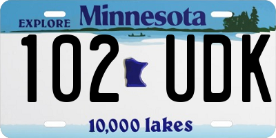 MN license plate 102UDK
