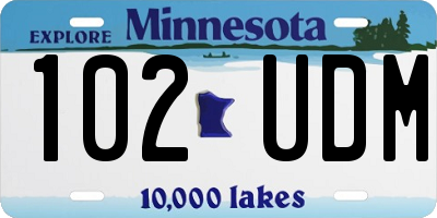 MN license plate 102UDM