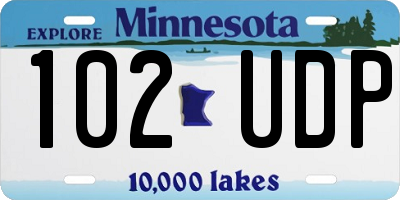 MN license plate 102UDP