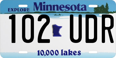 MN license plate 102UDR
