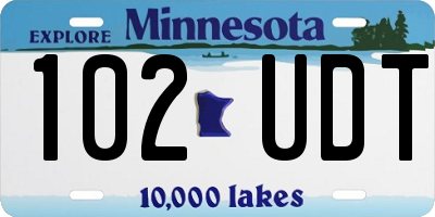 MN license plate 102UDT