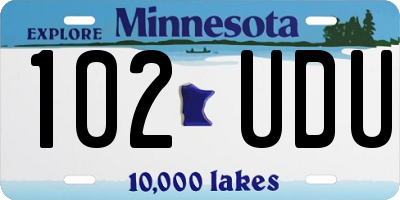 MN license plate 102UDU