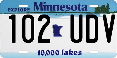 MN license plate 102UDV