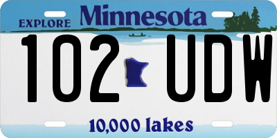 MN license plate 102UDW