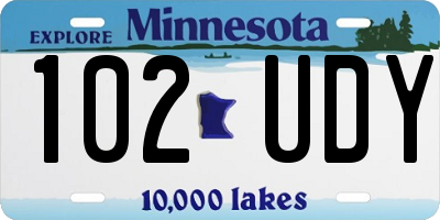 MN license plate 102UDY