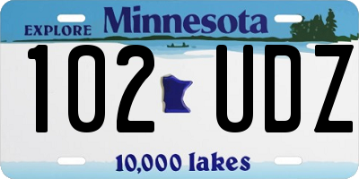 MN license plate 102UDZ